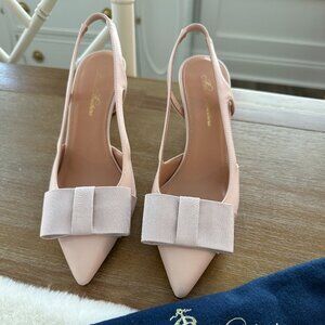 NWT Brooks Brothers Slingback Bow Heels – Chalk Pink – Size 7